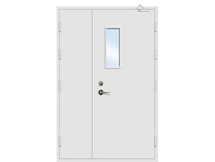 带玻钢木质防火子母门(浅灰)