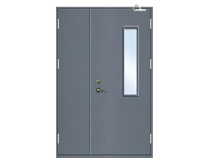 带玻钢木质防火子母门(深灰)